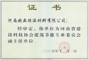 副主任单位  证书2005